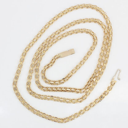 14K Yellow Gold Modified Figaro Bar Link Chain Necklace 28.5" Italy Vintage - Image 6