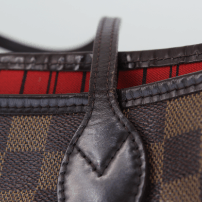 Louis Vuitton Neverfull MM Damier Ebene Red Interior Tote Bag - Image 8