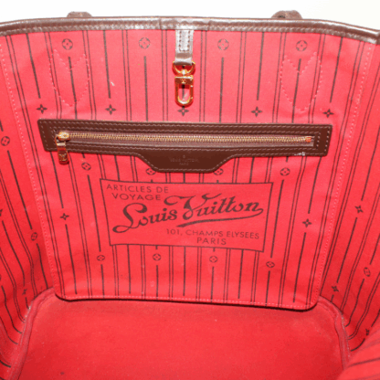 Louis Vuitton Neverfull MM Damier Ebene Red Interior Tote Bag - Image 9