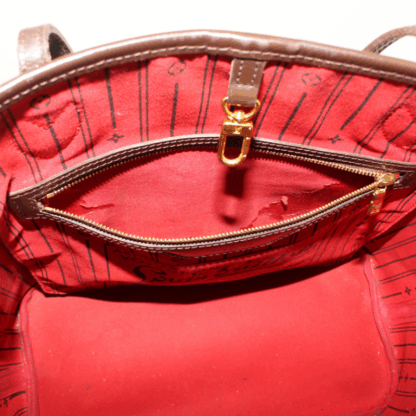 Louis Vuitton Neverfull MM Damier Ebene Red Interior Tote Bag - Image 12