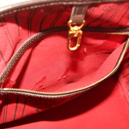 Louis Vuitton Neverfull MM Damier Ebene Red Interior Tote Bag - Image 13