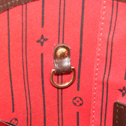 Louis Vuitton Neverfull MM Damier Ebene Red Interior Tote Bag - Image 15