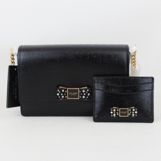 Kate Spade Morgan Bow Bedazzled Flap Chain Wallet Crossbody