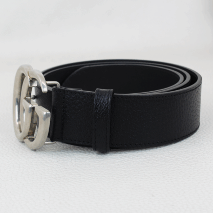 Gucci Textured Calfskin Silver Double G 40mm Belt - Size 38 - Image 2