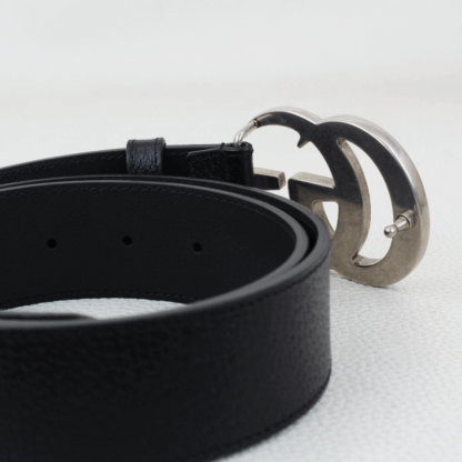 Gucci Textured Calfskin Silver Double G 40mm Belt - Size 38 - Image 3