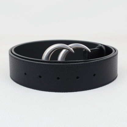Gucci Textured Calfskin Silver Double G 40mm Belt - Size 38 - Image 5