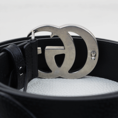 Gucci Textured Calfskin Silver Double G 40mm Belt - Size 38 - Image 8
