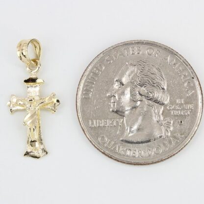 14k Yellow Gold Crucifix Cross Jesus Christ Religious Charm Pendant - Image 2