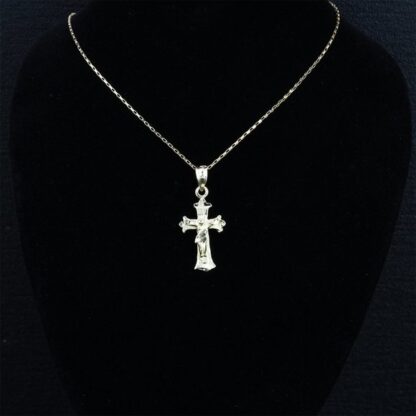 14k Yellow Gold Crucifix Cross Jesus Christ Religious Charm Pendant - Image 3