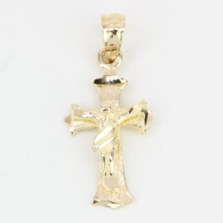 14k Yellow Gold Crucifix Cross Jesus Christ Religious Charm Pendant