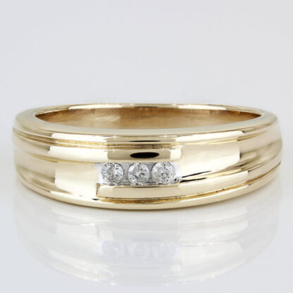 Men's 10KYG Diamond 3-Stone Wedding Ring Anniversary Band by AM-Gold