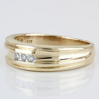 Men's 10KYG Diamond 3-Stone Wedding Ring Anniversary Band by AM-Gold - Image 2