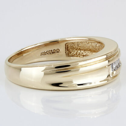 Men's 10KYG Diamond 3-Stone Wedding Ring Anniversary Band by AM-Gold - Image 7