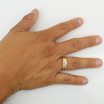 Men's 10KYG Diamond 3-Stone Wedding Ring Anniversary Band by AM-Gold - Image 3