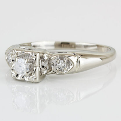 Vintage 14KWG Diamond Wedding Engagement Ring Art Deco Retro 1935-1945 - Image 2