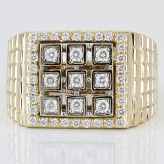 Vintage 14K Gold Urban Luxury Men's Diamond Ring Pave Cluster Bold Heavy Retro Band