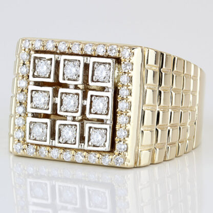 Vintage 14K Gold Urban Luxury Men's Diamond Ring Pave Cluster Bold Heavy Retro Band - Image 2