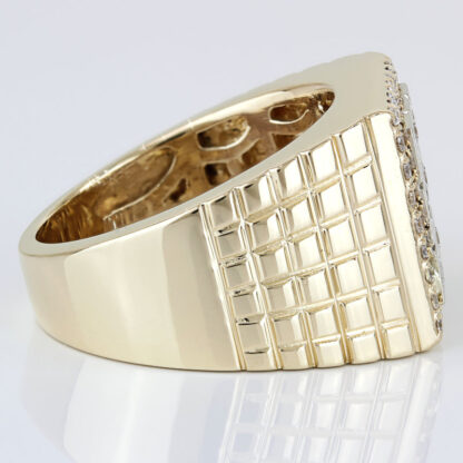 Vintage 14K Gold Urban Luxury Men's Diamond Ring Pave Cluster Bold Heavy Retro Band - Image 3