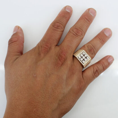 Vintage 14K Gold Urban Luxury Men's Diamond Ring Pave Cluster Bold Heavy Retro Band - Image 7