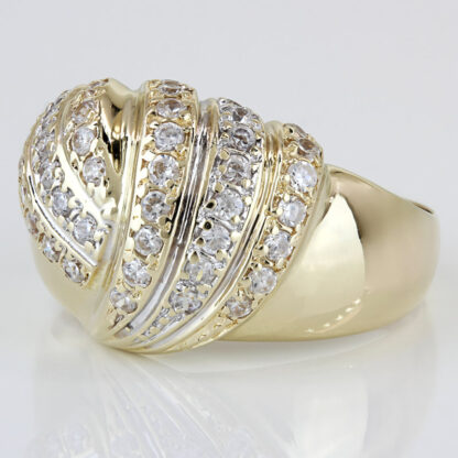 Vintage 14K Gold Pave CZ Cubic Zirconia Swirl Waterfall Dome Cocktail Ring - Image 3