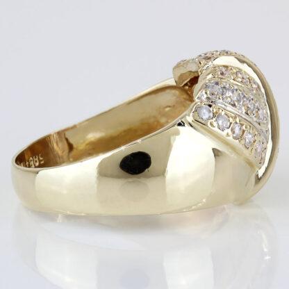 Vintage 14K Gold Pave CZ Cubic Zirconia Swirl Waterfall Dome Cocktail Ring - Image 4