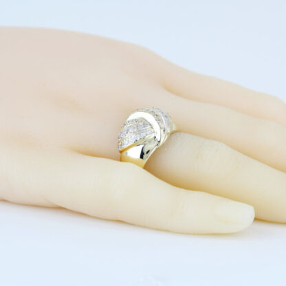 Vintage 14K Gold Pave CZ Cubic Zirconia Swirl Waterfall Dome Cocktail Ring - Image 7