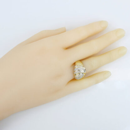 Vintage 14K Gold Pave CZ Cubic Zirconia Swirl Waterfall Dome Cocktail Ring - Image 8