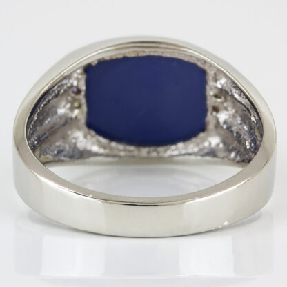 C.1959 Men's 10K White Gold Lab-Created Star Sapphire & Diamond Vintage Ring - Image 4