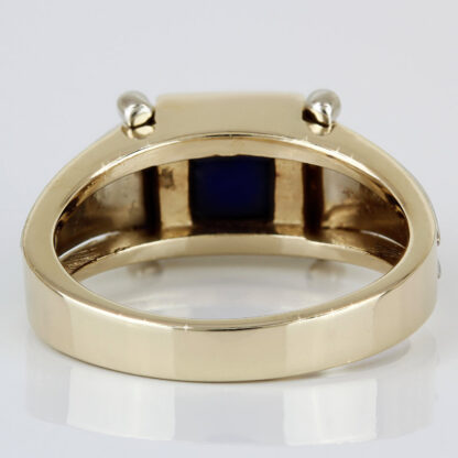 14K Two-Tone Gold Lapis Lazuli Statement Ring Luxury Jewelry Bogarz Inc. - Image 4