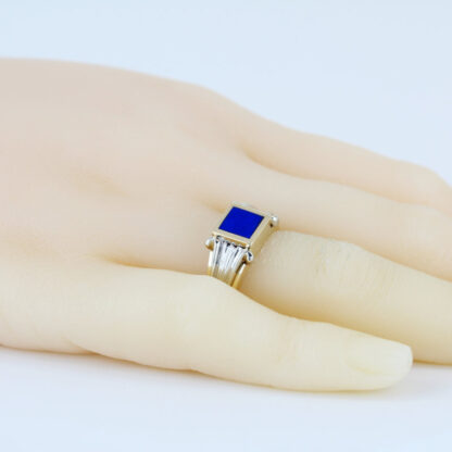 14K Two-Tone Gold Lapis Lazuli Statement Ring Luxury Jewelry Bogarz Inc. - Image 6