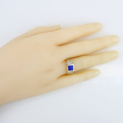 14K Two-Tone Gold Lapis Lazuli Statement Ring Luxury Jewelry Bogarz Inc. - Image 7
