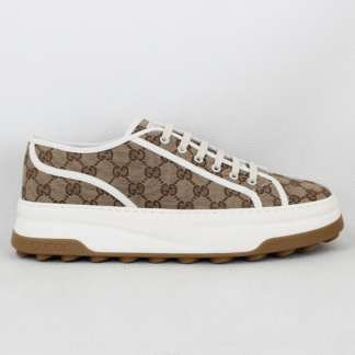 Gucci GG Monogram 1977 Tennis Platform Sneaker Beige & Ebony - Size 12.5EU/ 13US