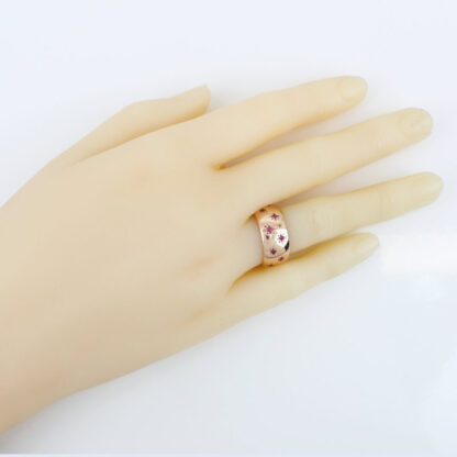 Vintage 14k Rose Gold Genuine Ruby Celestial Starry Wide Band - Image 5