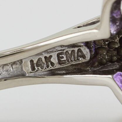 14k White Gold Large Cushion Amethyst Diamond Halo Ring Cocktail Statement Piece - Image 5