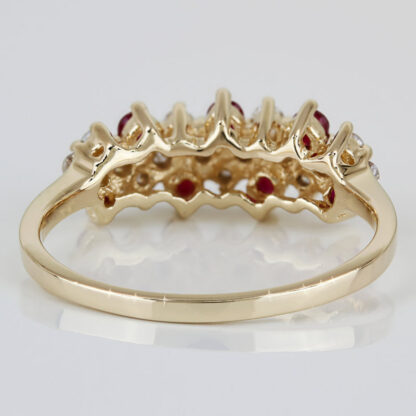 14K Yellow Gold Genuine Ruby & Half Carat Diamond Cluster Band Ring Anniversary - Image 4