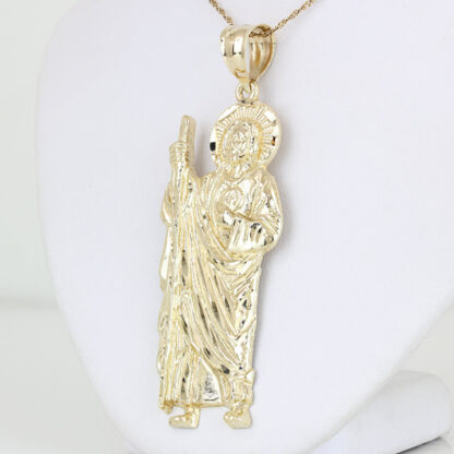 10K Gold Sacred Heart Jesus Pendant Christ Staff Medal Christian Estate Jewelry - Image 2