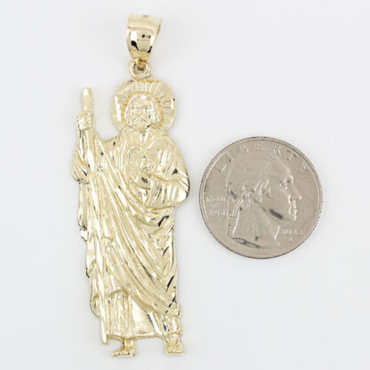 10K Gold Sacred Heart Jesus Pendant Christ Staff Medal Christian Estate Jewelry - Image 5