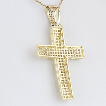 10K Yellow Gold Jesus Crucifix Pendant CZ Cross Catholic Faith Religious Charm - Image 4