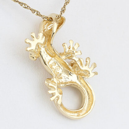 Solid 14k Yellow Gold Gecko Pendant - Lizard Charm Symbol of Luck & Renewal Gift - Image 3