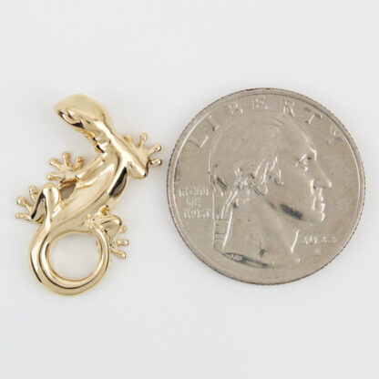 Solid 14k Yellow Gold Gecko Pendant - Lizard Charm Symbol of Luck & Renewal Gift - Image 5