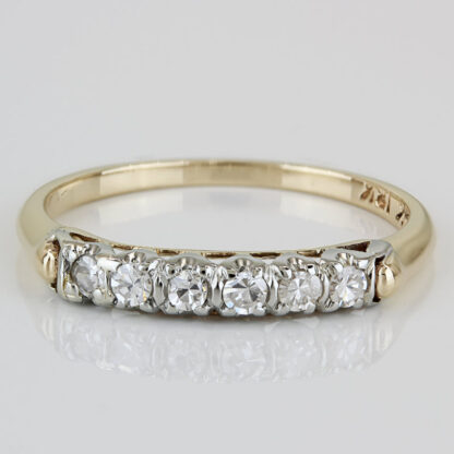 Circa 1950 14K 18K Two Tone Diamond Wedding Band Vintage Mid Century Retro Ring