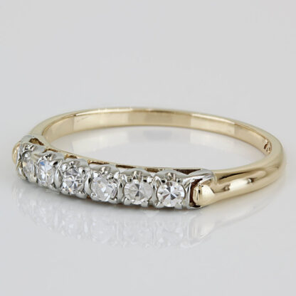 Circa 1950 14K 18K Two Tone Diamond Wedding Band Vintage Mid Century Retro Ring - Image 2