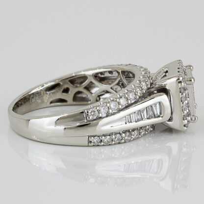 10K White Gold Diamond Anniversary Cocktail Ring Gift Statement Vintage Elegant - Image 3