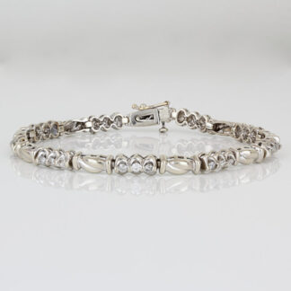 14K White Gold Diamond Tennis Bracelet 7" Classic Wedding Anniversary Jewelry