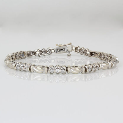 14K White Gold Diamond Tennis Bracelet 7" Classic Wedding Anniversary Jewelry