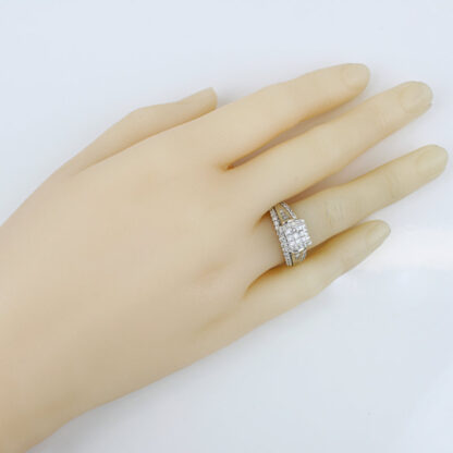 10K White Gold Diamond Anniversary Cocktail Ring Gift Statement Vintage Elegant - Image 7