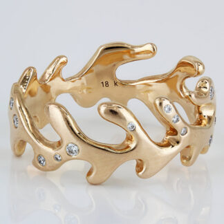 Jacqueline Stone 18K Designer Gold Eternity Band Ring Organic Ocean Inspired