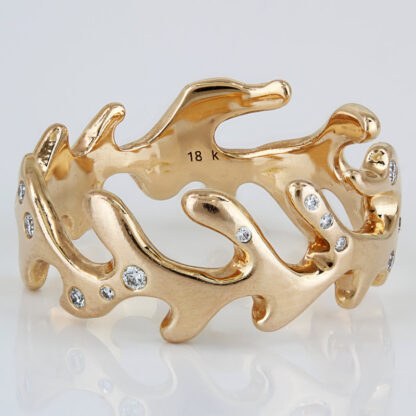 Jacqueline Stone 18K Designer Gold Eternity Band Ring Organic Ocean Inspired