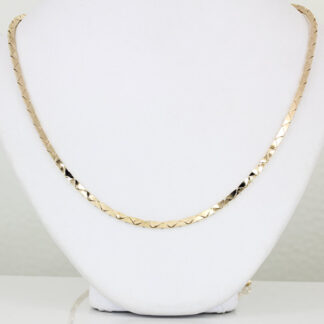 14K Yellow Gold Triangle Bar Link Chain Necklace Italy Vintage Geometric Design