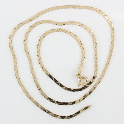 14K Yellow Gold Triangle Bar Link Chain Necklace Italy Vintage Geometric Design - Image 4
